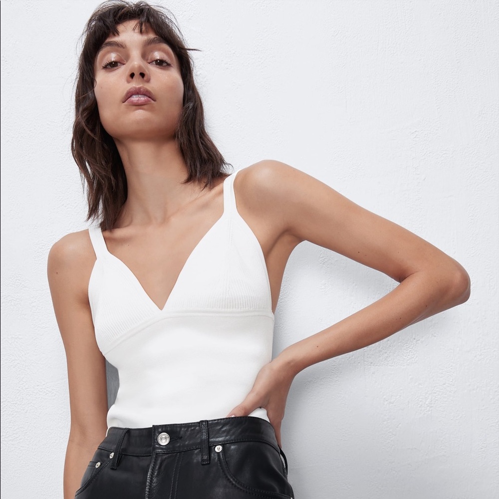 Zara Bralette Bandage Triangle Crop Top White